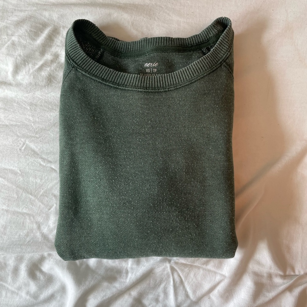 aerie green sweater size xs